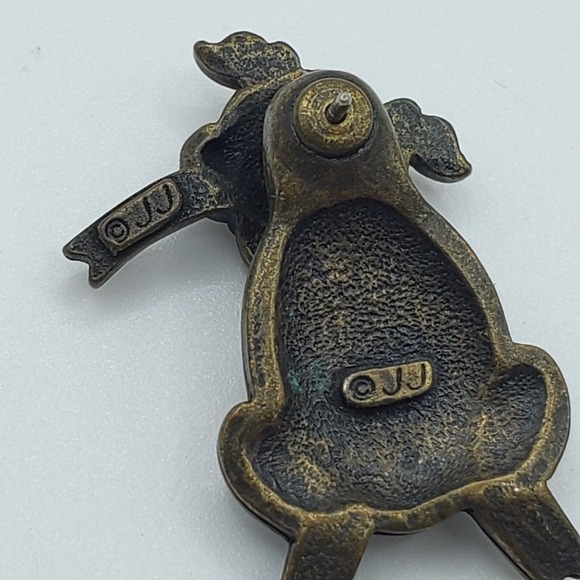 JJ Pigs Pierced Earrings 3D Smiling Bronze Colored Signed Jonette Jewelry - Picture 6 of 8